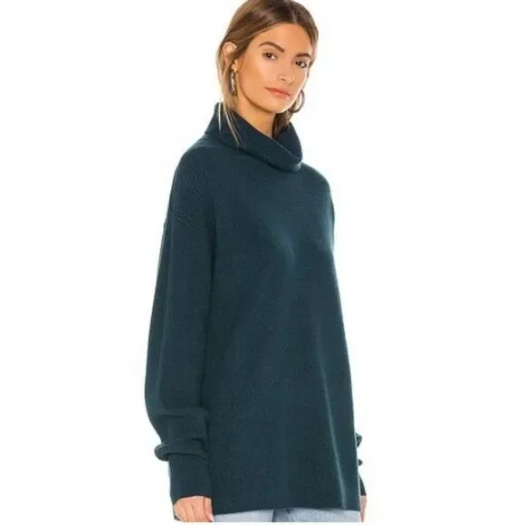 Free People Softly Structured Knit Tunic Sweater Oversized In Deep Jade Size M - Picture 3 of 8